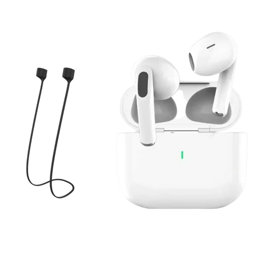 Écouteurs bluetooth tws air pro 2026 blancs avec étui de chargement compact au design minimaliste