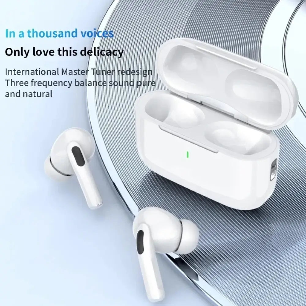 Écouteurs tws new air pro blancs avec annulation active du bruit microphone catégorie et assistant vocal intégré dans un boîtier élégant