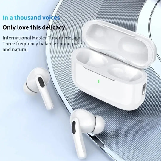 Écouteurs tws new air pro blancs avec annulation active du bruit microphone catégorie et assistant vocal intégré dans un boîtier élégant