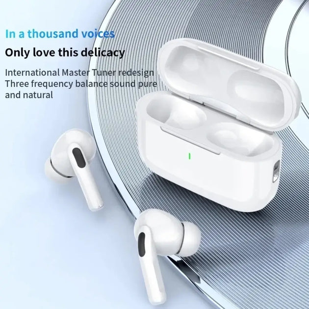 Écouteurs tws new air pro blancs avec annulation active du bruit microphone catégorie et assistant vocal intégré dans un boîtier élégant