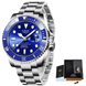LIGE Montre de plongée étanche pour homme montre bracelet à quartz Montre à Quartz