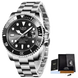 LIGE Montre de plongée étanche pour homme montre bracelet à quartz Montre à Quartz