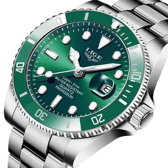 LIGE Montre de plongée étanche pour homme montre bracelet à quartz Montre à Quartz