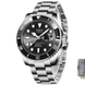 LIGE Montre de plongée étanche pour homme montre bracelet à quartz Argent Noir Montre à Quartz