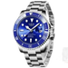 LIGE Montre de plongée étanche pour homme montre bracelet à quartz Bleu Argenté Montre à Quartz