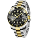 LIGE Montre de plongée étanche pour homme montre bracelet à quartz Or Noir Montre à Quartz