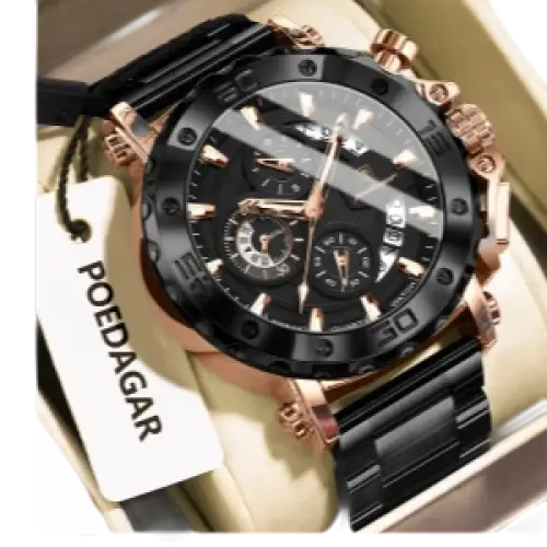 POEDAGAR luxe hommes montre-bracelet Date lumineux étanche Quartz homme horloge chronographe acier inoxydable mode