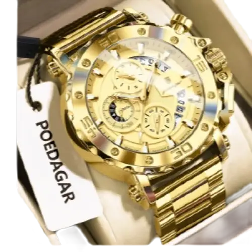 POEDAGAR luxe hommes montre-bracelet Date lumineux étanche Quartz homme horloge chronographe acier inoxydable mode