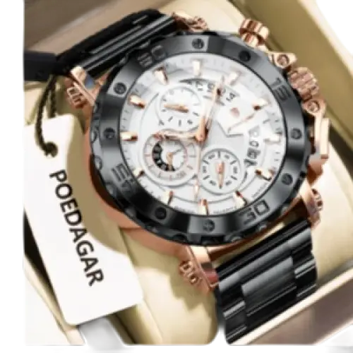POEDAGAR luxe hommes montre-bracelet Date lumineux étanche Quartz homme horloge chronographe acier inoxydable mode