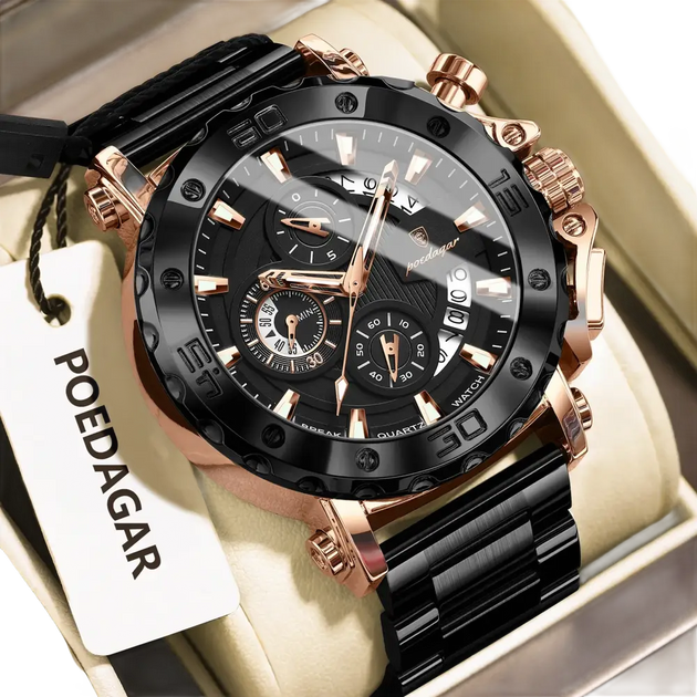 POEDAGAR luxe hommes montre-bracelet Date lumineux étanche Quartz homme horloge chronographe acier inoxydable mode