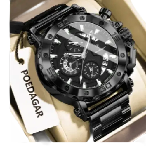 POEDAGAR luxe hommes montre-bracelet Date lumineux étanche Quartz homme horloge chronographe acier inoxydable mode