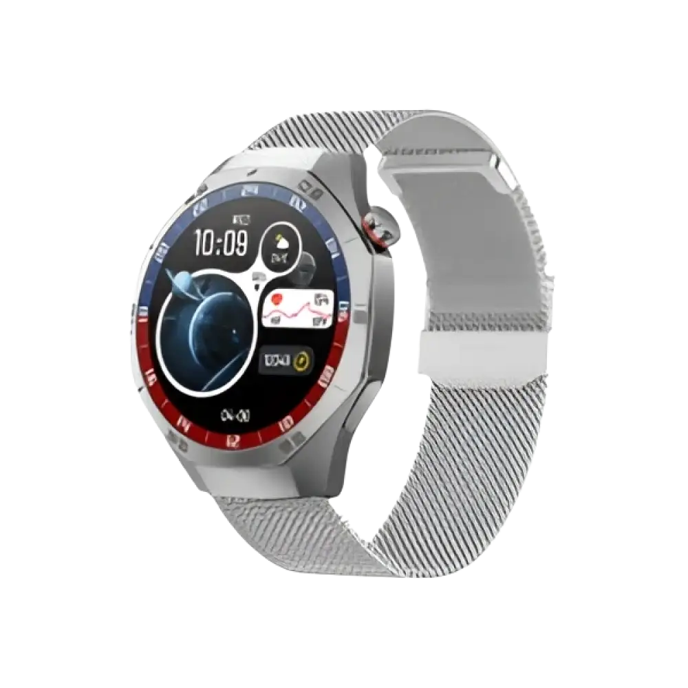2025 Nouveaux pour Android et ios montre intelligente hommes AMOLED écran GPS - Mesh belt silvery - Montre intelligente