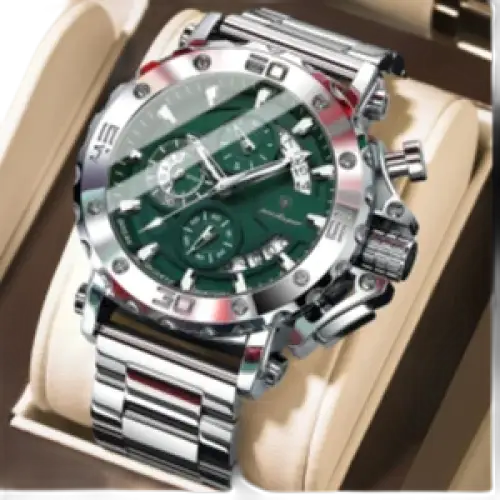 POEDAGAR montre de luxe pour hommes calendrier lumineux étanche homme - Montre à Quartz