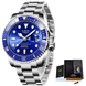LIGE Montre de plongée étanche pour homme montre bracelet à quartz Montre à Quartz