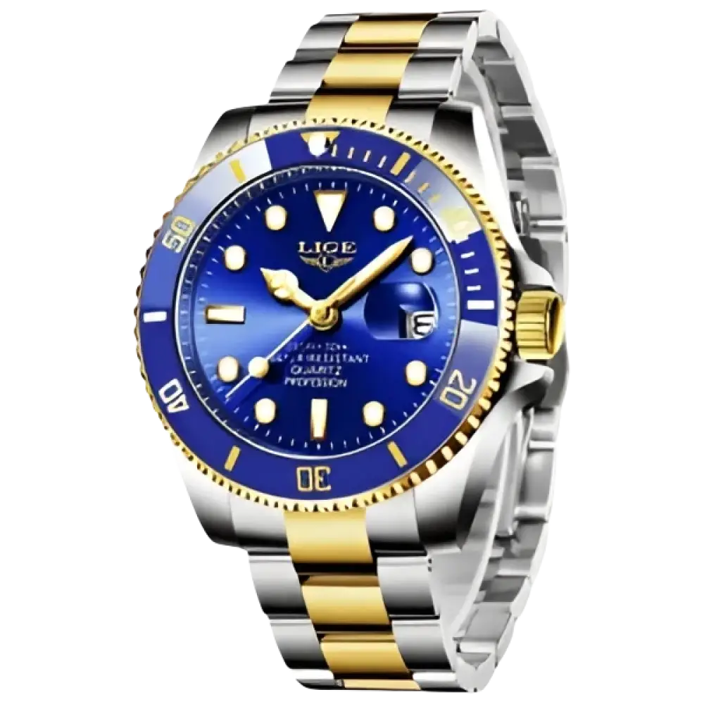 LIGE Montre de plongée étanche pour homme montre bracelet à quartz Montre à Quartz