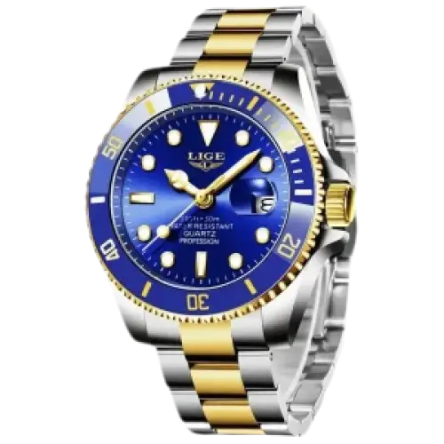 LIGE Montre de plongée étanche pour homme montre bracelet à quartz Montre à Quartz