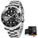 LIGE Montre de plongée étanche pour homme montre bracelet à quartz Montre à Quartz