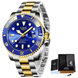 LIGE Montre de plongée étanche pour homme montre bracelet à quartz Montre à Quartz