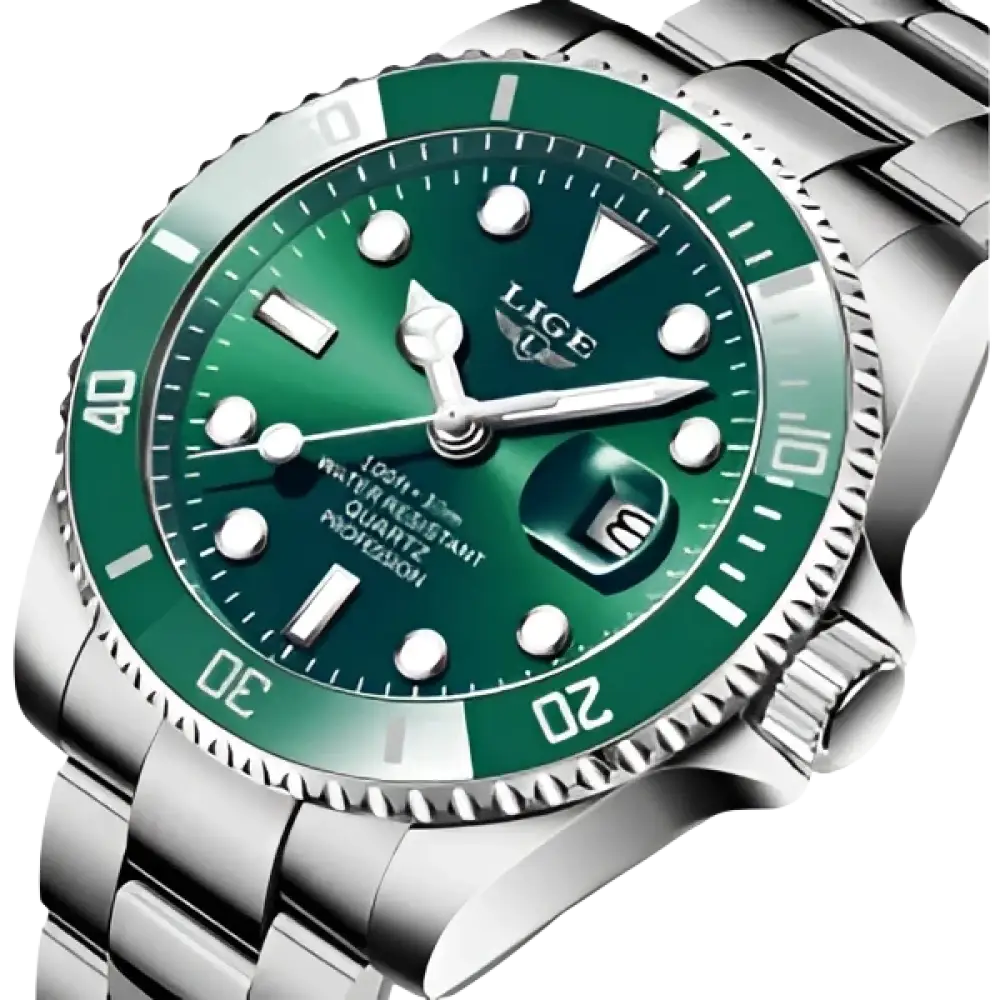 LIGE Montre de plongée étanche pour homme montre bracelet à quartz Montre à Quartz