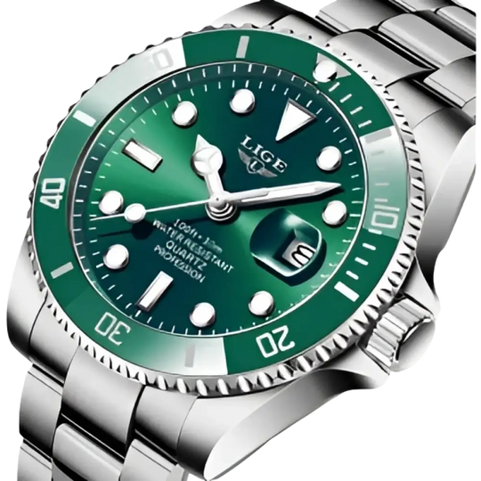 LIGE Montre de plongée étanche pour homme montre bracelet à quartz Montre à Quartz