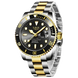 LIGE Montre de plongée étanche pour homme montre bracelet à quartz Or Noir Montre à Quartz