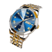 Montre pour homme en argent et or bicolore avec un cadran bleu.