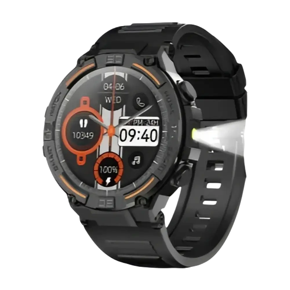 Montre intelligente militaire étanche pour hommes avec écran HD 360x360 et lampe de poche