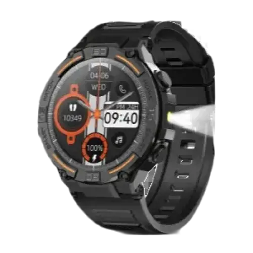 Montre intelligente militaire étanche pour hommes avec écran HD 360x360 et lampe de poche