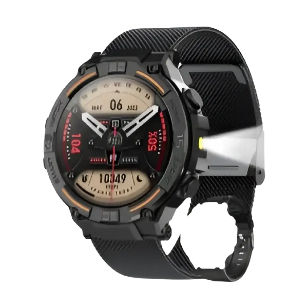 Montre intelligente militaire étanche pour hommes avec écran HD 360x360 et lampe de poche