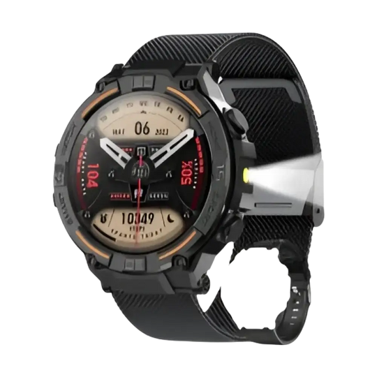 Montre intelligente militaire étanche pour hommes avec écran HD 360x360 et lampe de poche