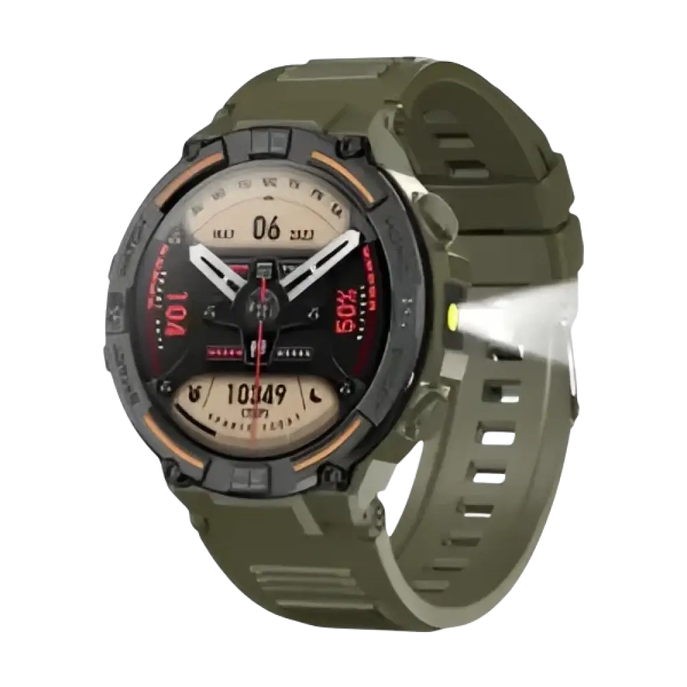 Montre intelligente militaire étanche pour hommes avec écran HD 360x360 et lampe de poche