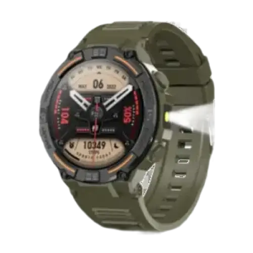 Montre intelligente militaire étanche pour hommes avec écran HD 360x360 et lampe de poche