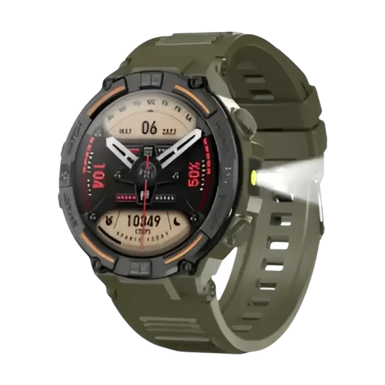 Montre intelligente militaire étanche pour hommes avec écran HD 360x360 et lampe de poche
