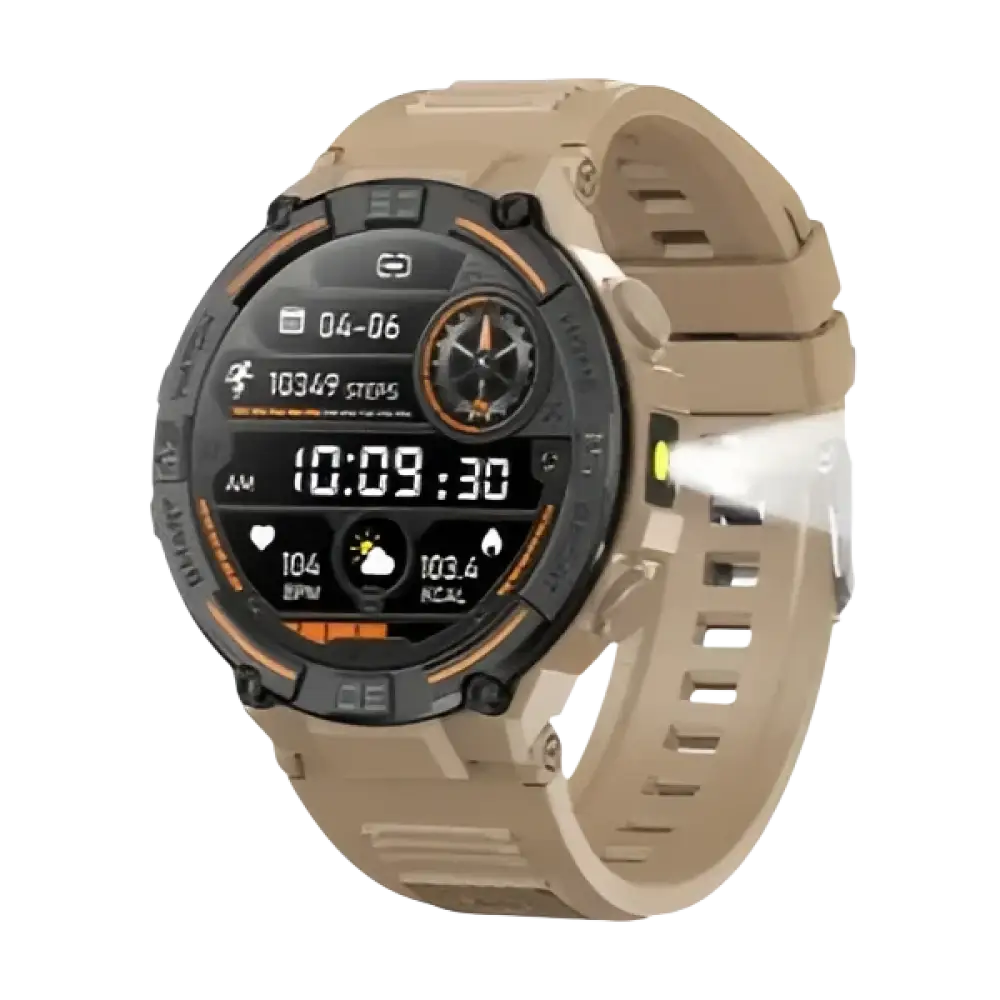 Montre intelligente militaire étanche pour hommes avec écran HD 360x360 et lampe de poche