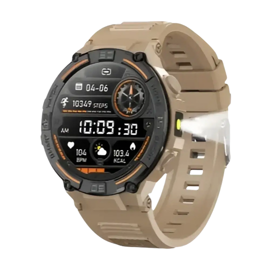 Montre intelligente militaire étanche pour hommes avec écran HD 360x360 et lampe de poche