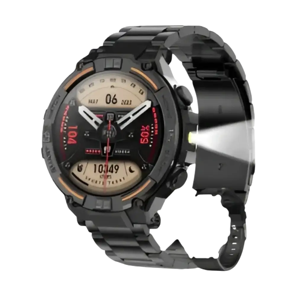 Montre intelligente militaire étanche pour hommes avec écran HD 360x360 et lampe de poche