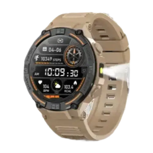 Montre intelligente militaire étanche pour hommes avec écran HD 360x360 et lampe de poche