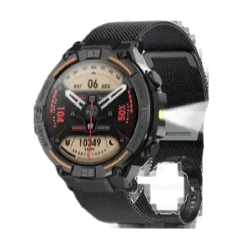 Montre intelligente militaire étanche pour hommes avec écran HD 360x360 et lampe de poche