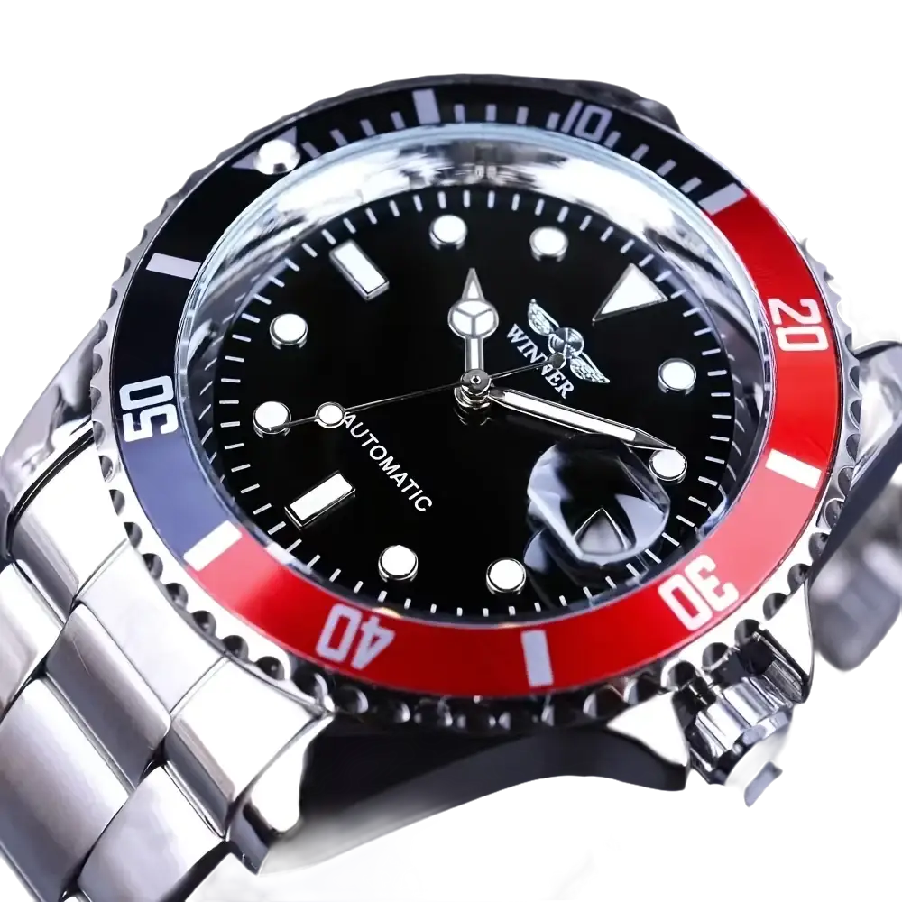 Montre mécanique automatique pour hommes étanche bracelet en acier inoxydable calendrier lumineux montres décontractées