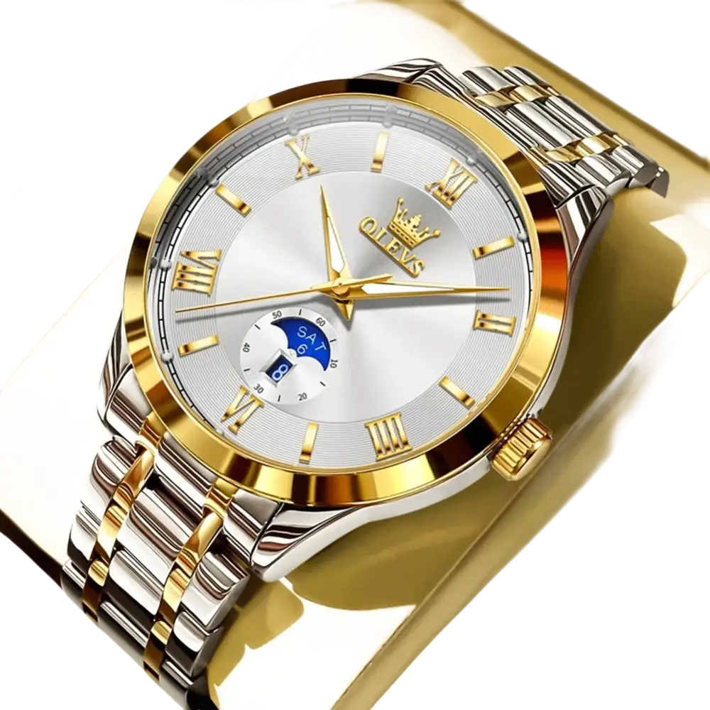 OLEVS 3638 montre pour hommes montre à Quartz originale en acier inoxydable étanche lumineux grand cadran jour Date