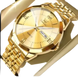 Montre-bracelet à quartz pour hommes, de couleur dorée, avec affichage du jour et de la date.