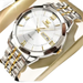 Montre à quartz pour hommes, en argent et or, avec affichage de la date.