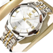 Montre à quartz pour hommes, en argent et or, avec affichage de la date.