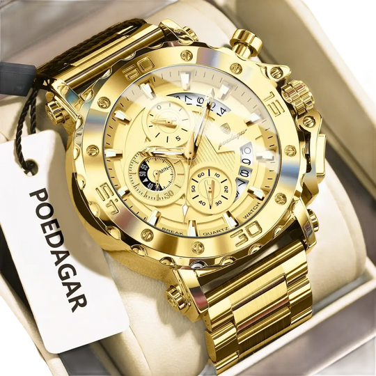 POEDAGAR luxe hommes montre-bracelet Date lumineux étanche Quartz homme horloge chronographe acier inoxydable mode