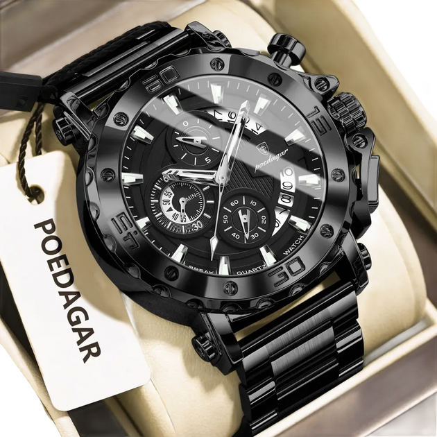 POEDAGAR luxe hommes montre-bracelet Date lumineux étanche Quartz homme horloge chronographe acier inoxydable mode