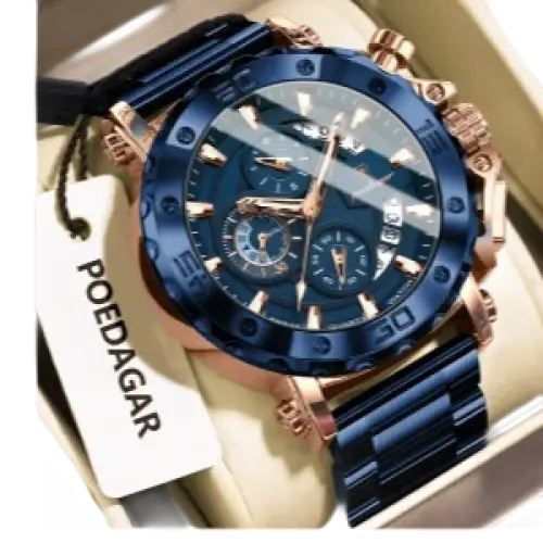 POEDAGAR luxe hommes montre-bracelet Date lumineux étanche Quartz homme horloge chronographe acier inoxydable mode