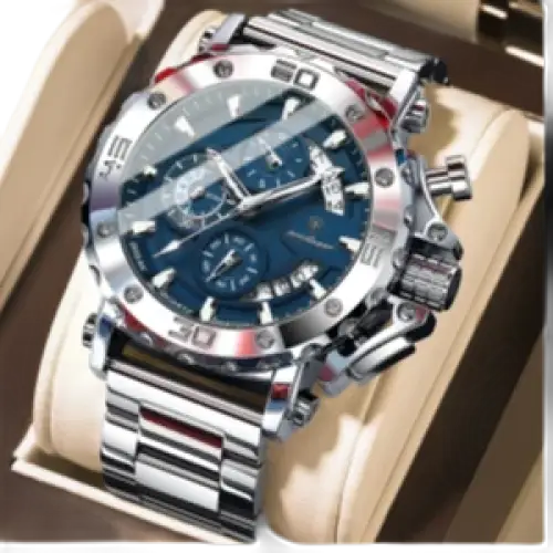 POEDAGAR montre de luxe pour hommes calendrier lumineux étanche homme - Montre à Quartz