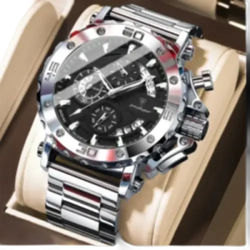 POEDAGAR montre de luxe pour hommes calendrier lumineux étanche homme - Montre à Quartz