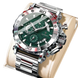 POEDAGAR montre de luxe pour hommes calendrier lumineux étanche homme - 892 Argent Vert - Montre à Quartz