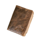 Portefeuille en cuir marron vieilli avec logo embossé.